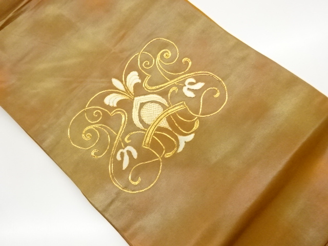 JAPANESE NAGOYA OBI / EMBROIDERY / ABSTRACT ARABESQUE